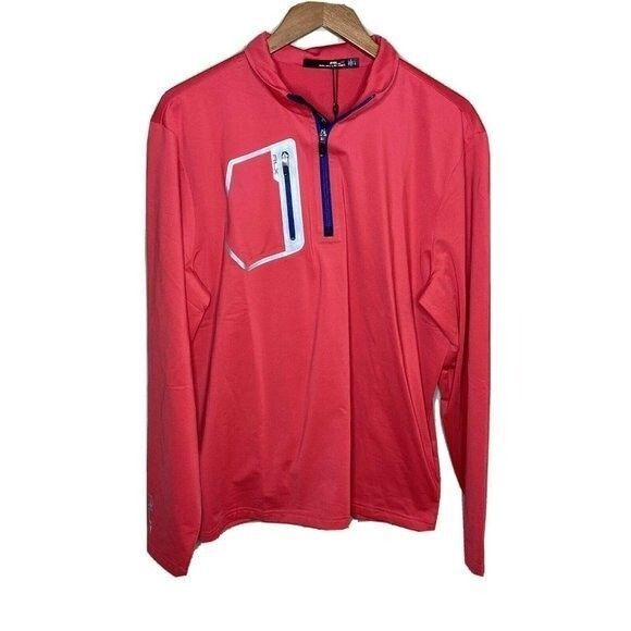 RALPH LAUREN RLX IVY GOLF CLUB RED LONG SLEEVE 1/4 - Picture 1 of 8